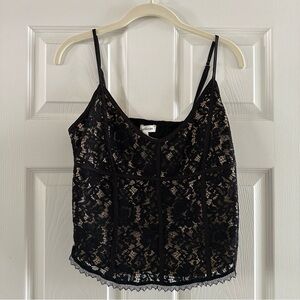 Heartloom Black Lace Tank Size L Cropped Sexy Night Out